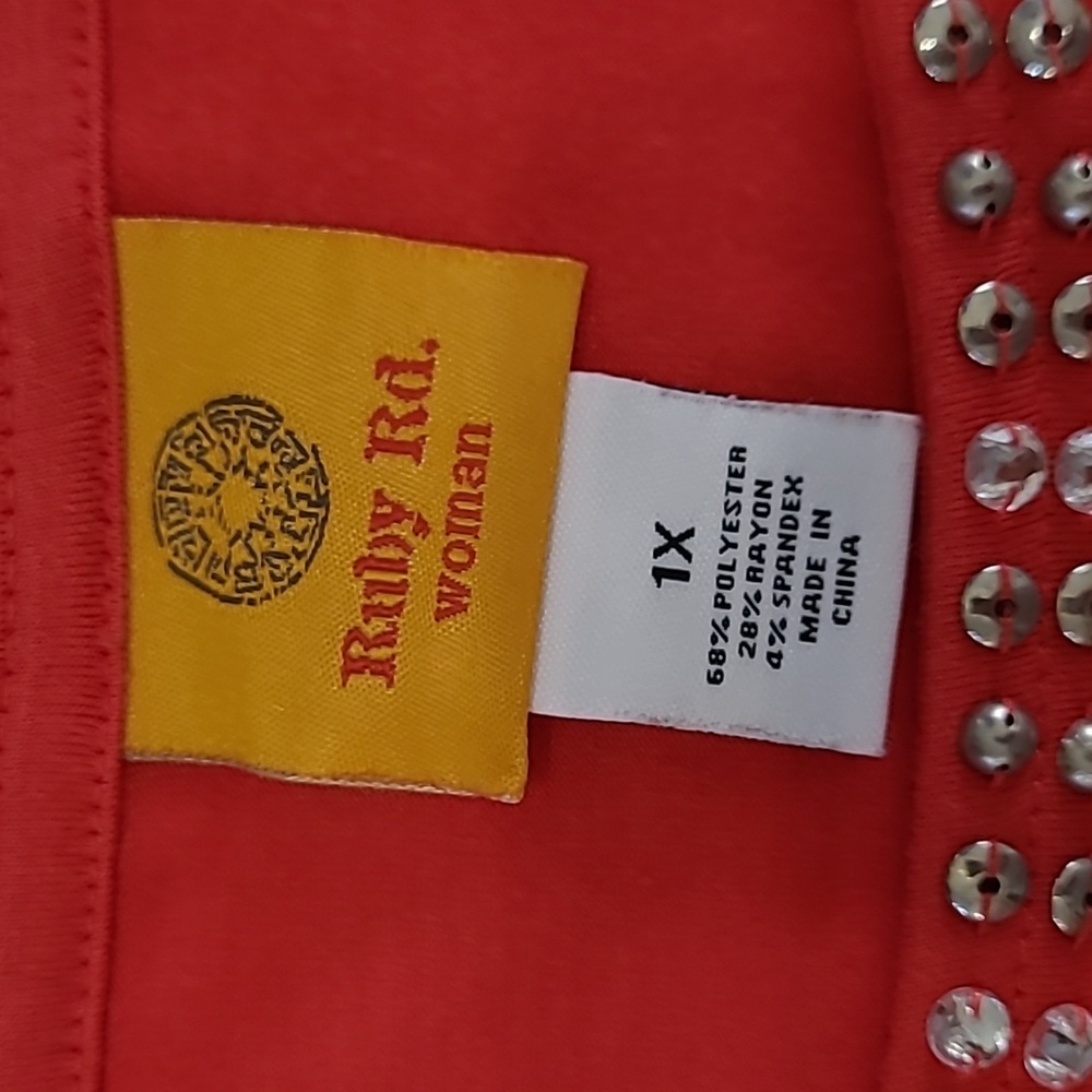 Ruby Rd. Coral Short Sleeve Top with Studded Detail - Picture 4 of 7